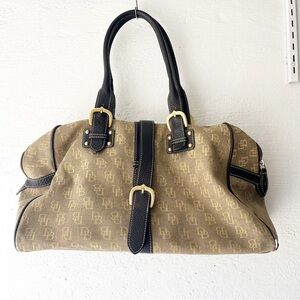 DOONEY & BOURKE Brown Signature Logo Shoulder Bag with Buckles